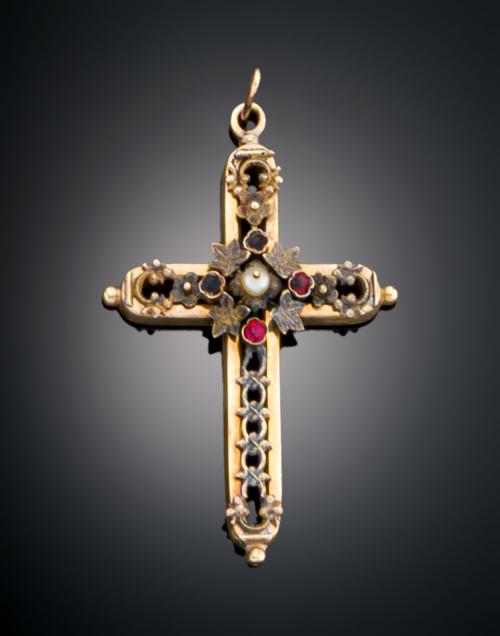 COLGANTE DE CRUZ ISABELINA DEL S.XIX