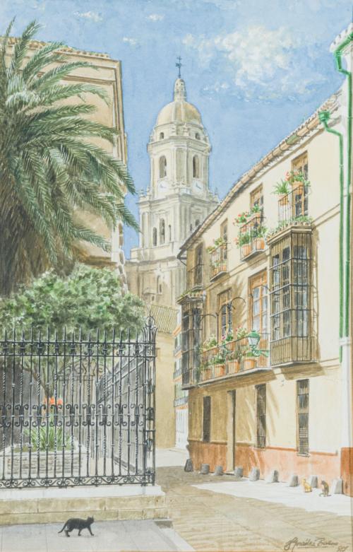 JOSÉ GONZÁLEZ BUENO (Málaga, 1957), Vista de una calle de M