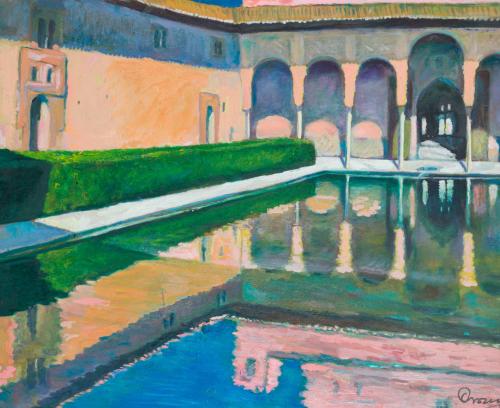 ESCUELA ESPAÑOLA. Siglo XX, Patio de Comares de la Alhambra