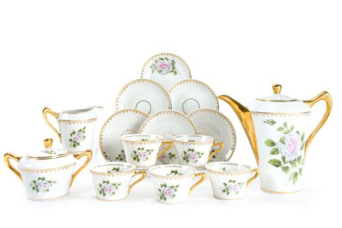 Juego de café para 6 servicios en porcelana española con de