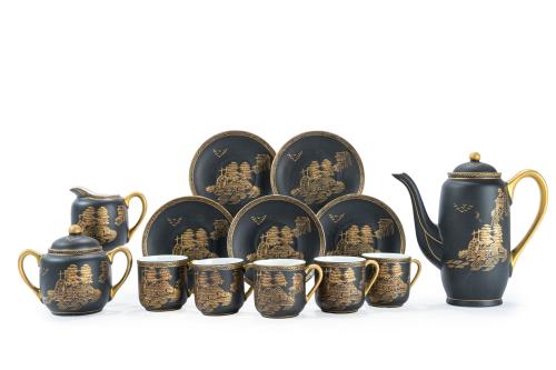 Juego de café para 6 servicios en porcelana japonesa Kutani