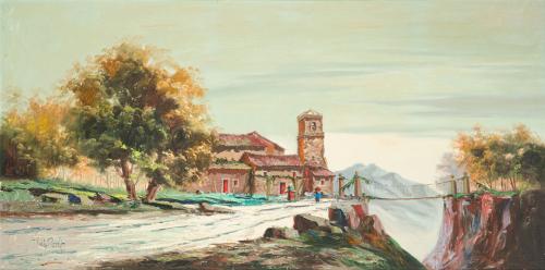 VILZ PONF. Finales del siglo XX, Escena de paisaje  rural c
