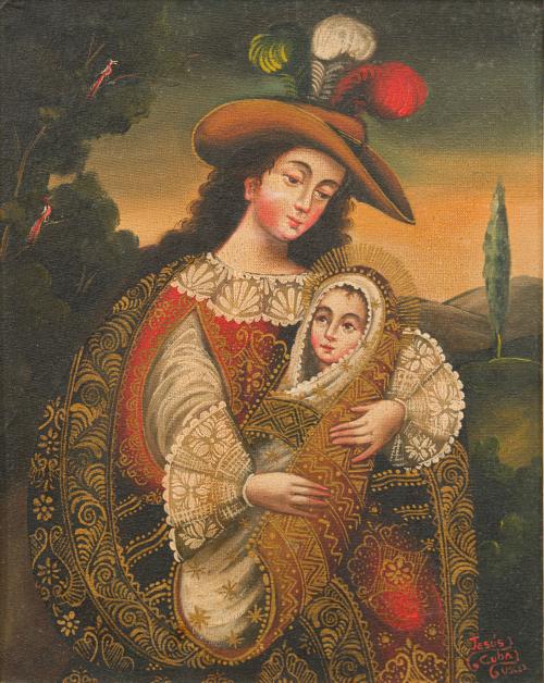 JUSTO JESÚS CUBA FLORES (ESCUELA CUSQUEÑA, Siglo XX), Virge