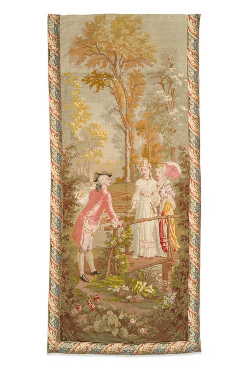 Tapiz "entre-fenetre" de estilo "aubusson" en lana.Con es