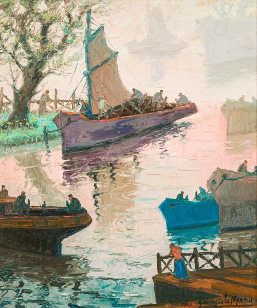 679   -  <p><span class="object_author">BENITO QUINQUELA MARTÍN (Buenos Aires, 1890- 1977). 1967 - Amanecer rosado</span></p>