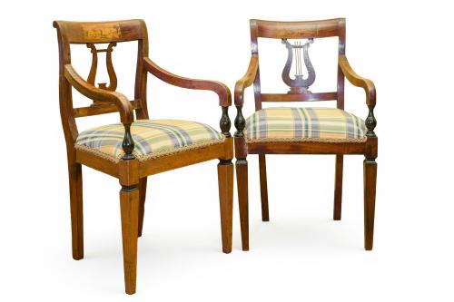 Pareja de sillones Biedermeier, s. XIXEn madera con decor