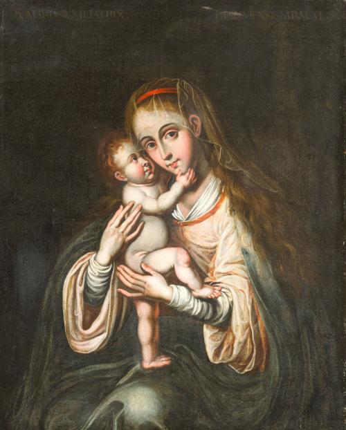 ESCUELA UMBRA. Siglo XVII, La Virgen con el Niño, Óleo sobr