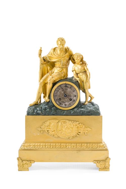 Reloj de sobremesa Imperio, Francia, s. XIXEn bronce dora