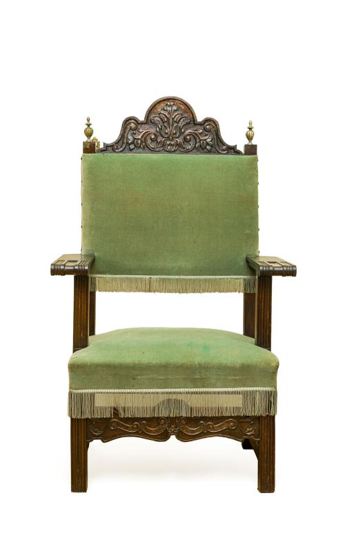 Sillón frailero, España, s. XIXEn madera tallada, asiento