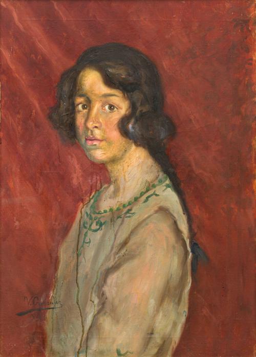 Escuela Española S. XX, Retrato de presentación , Óleo sobr