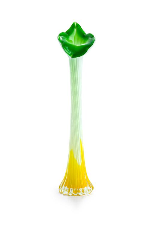 Violetero en cristal soplado de Murano en tonos verde, amar