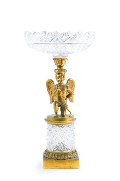 Centro de mesa Imperio, Francia, s. XIXEn cristal tallado