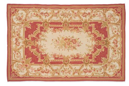 Alfombra en lana estilo Aubusson Gran medallón central co