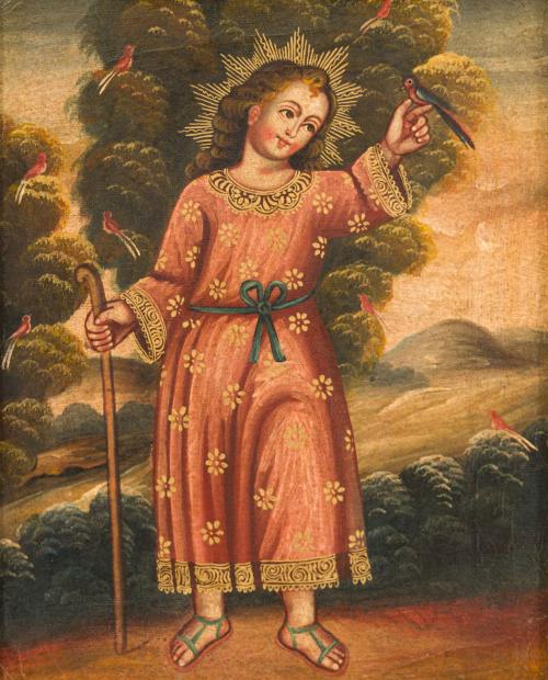 ESCUELA VIRREINAL, Siglo XX, Niño Jesús como Buen Pastor,
