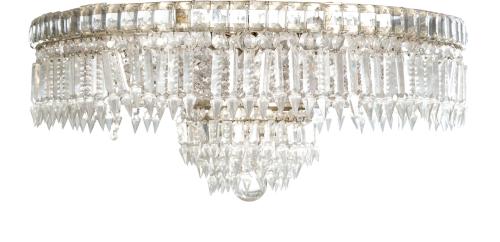 507   -  <p><span class="object_title">Plafón en cristal con prismas facetados rematados en pináculos y remate de esfera. </span><br></p>