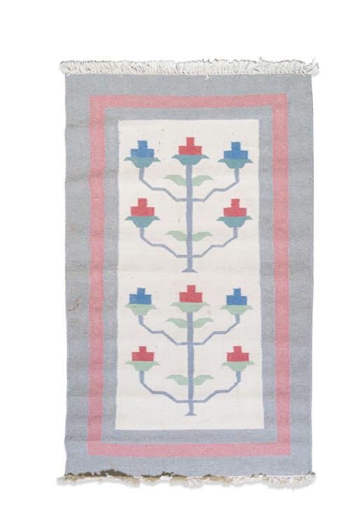  Kilim de diseño geométrico moderno en algodón Campo beig