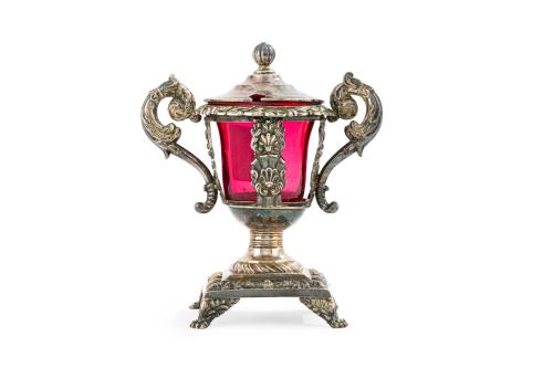 Azucarero en forma de copa en plata francesa punzonada, Ley