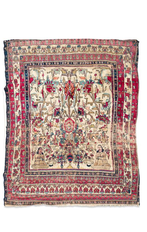 Alfombra persa probablemente  "kashan",ff. s. XIX pp. s. XX