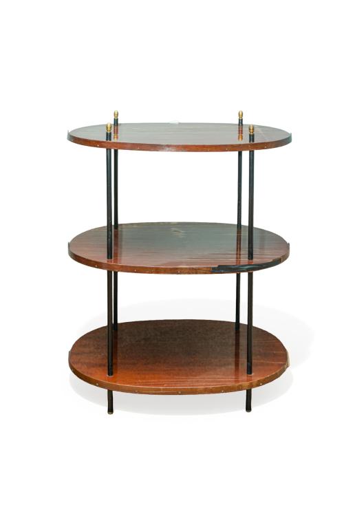 Mesa auxiliar en madera con tres baldas