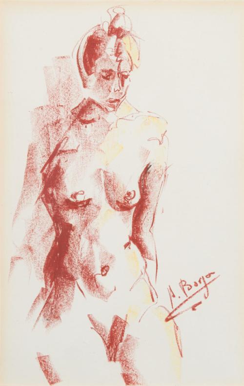 ESCUELA ESPAÑOLA DEL SIGLO XX, Desnudo, Pastel sobre papel