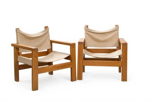 Pareja de butacas suecas en madera de teka. Años 50.