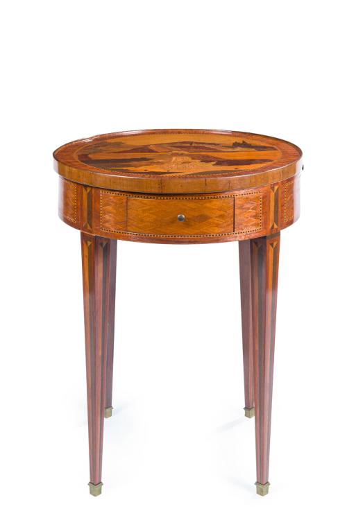 Mesa "bouillotte" de juego realizada en maderas frutales, m