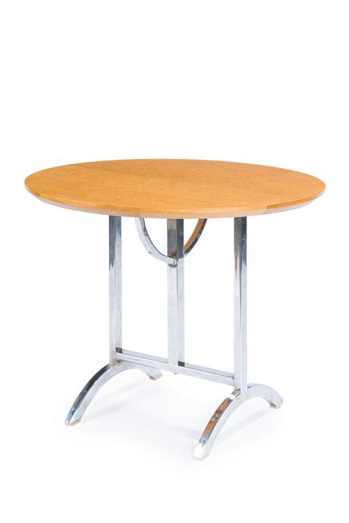 PHILIPPE HUREL Mesa auxiliar en madera con patas en acero