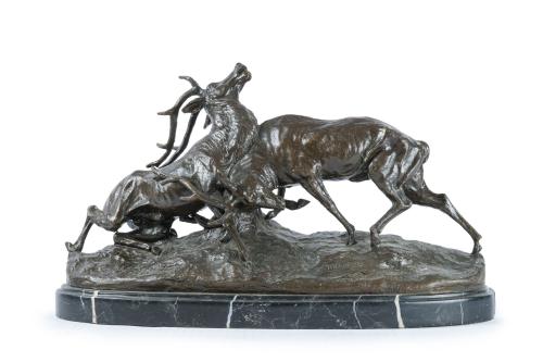 CLOVIS-EDMOND MASSON (1838-1913)"Lucha de ciervos"Grupo
