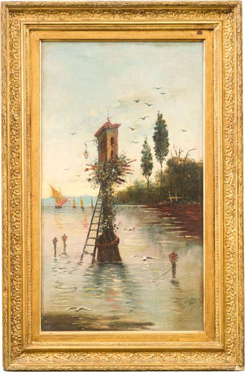 ANTONIO REYNA (Coin, Málaga, 1859 - Roma, 1937), Paisaje, Ó