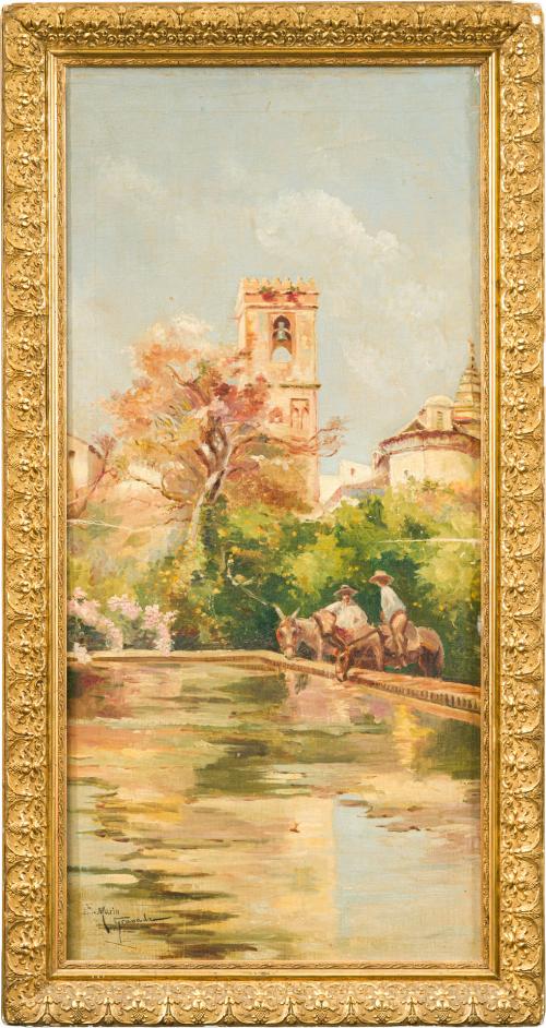 ENRIQUE MARÍN HIGUERO (Málaga,1876 - 1975), Granada, Óleo s