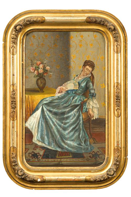ANTONIO CABA CASAMITJANA (Barcelona 1838 - 1907), Dama en e