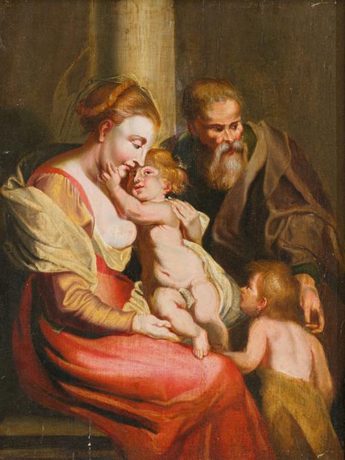 ESCUELA EUROPEA. Siglo XVIII, Virgen con Niño, San José y S